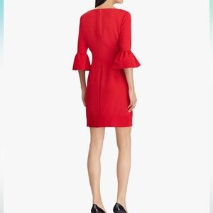 CK Bradley Red Ruffle Sleeve Shift Dress Women’s Size Medium
